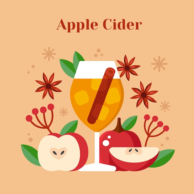 Platte ontwerp cider illustratie