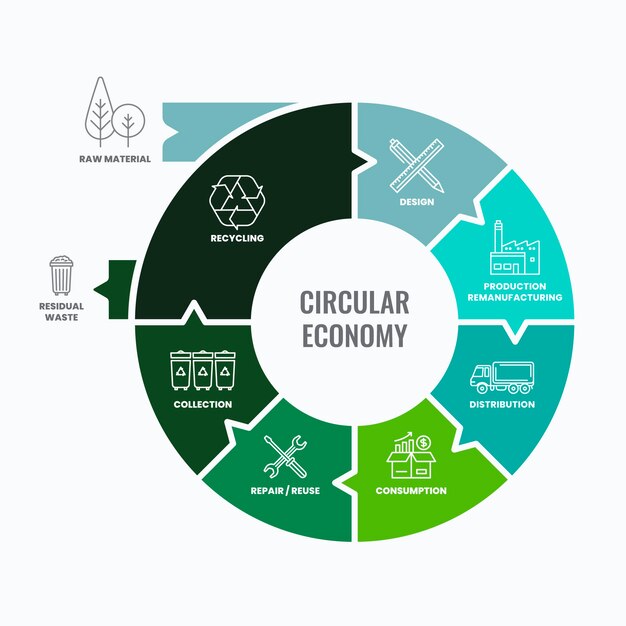 Platte ontwerp circulaire economie infographic