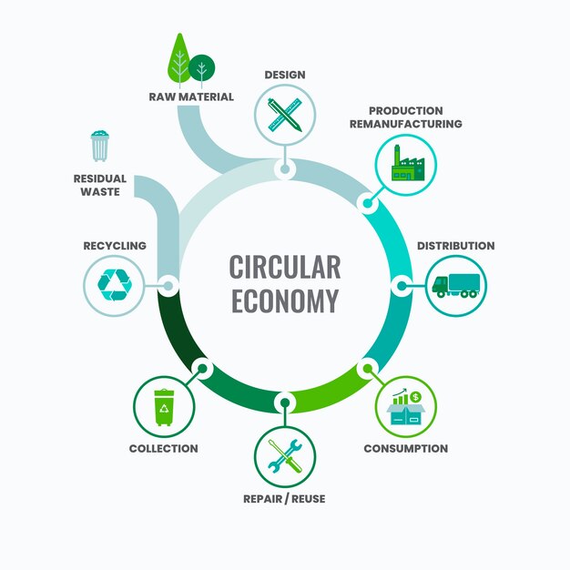 Platte ontwerp circulaire economie infographic