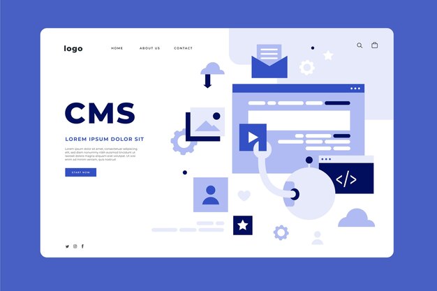 Platte ontwerp cms-bestemmingspagina-sjabloon