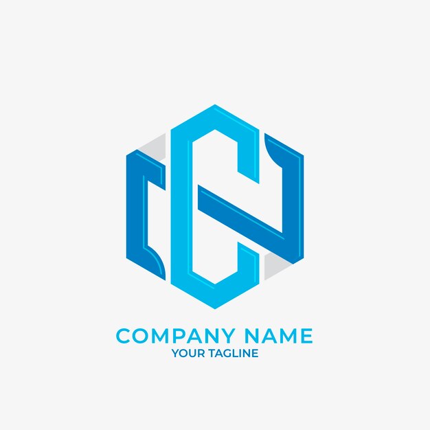 Platte ontwerp cn en nc logo sjabloon