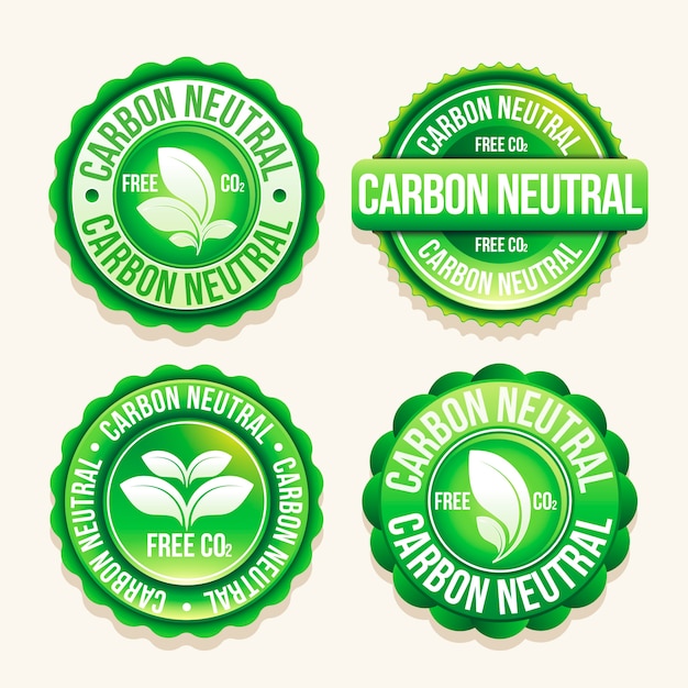 Gratis vector platte ontwerp co2-neutrale etiketten en stempels