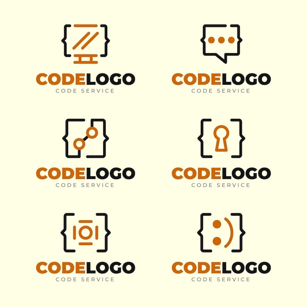 Platte ontwerp code logo collectie