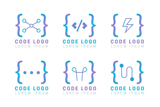 Platte ontwerp code logo set