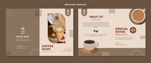 Platte ontwerp coffeeshopbrochure