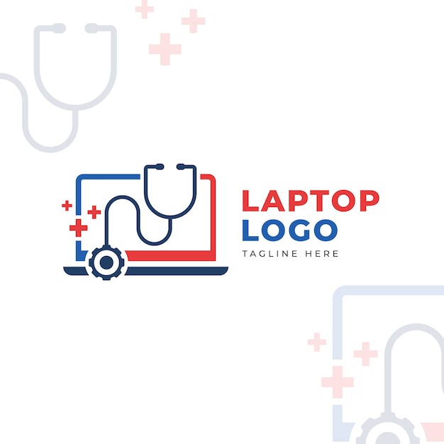 Gratis vector platte ontwerp computer logo sjabloon