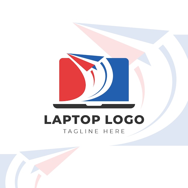 Gratis vector platte ontwerp computer logo sjabloon