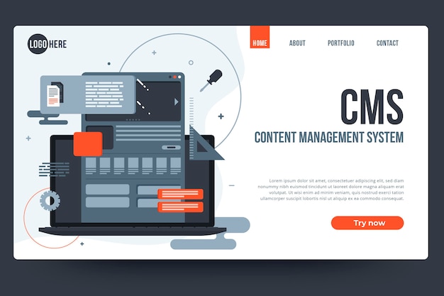 Platte ontwerp content management systeem websjabloon