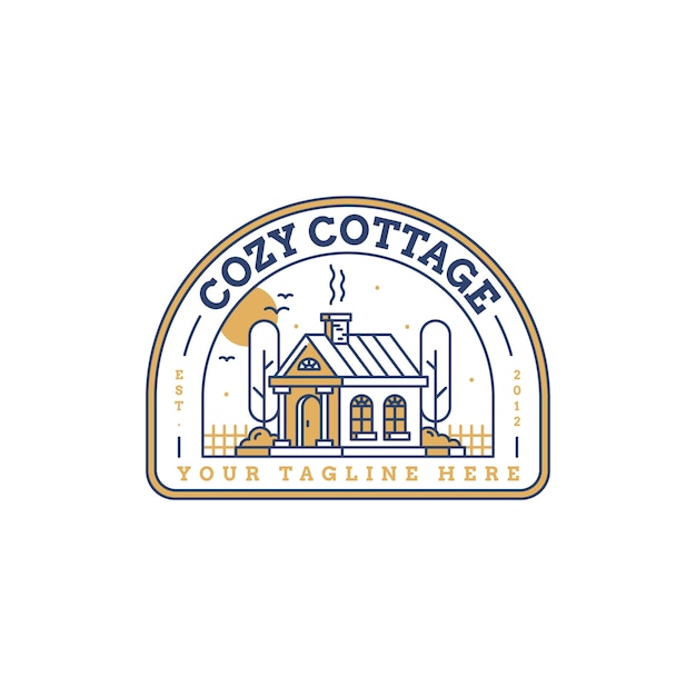 Platte ontwerp cottage logo-ontwerp
