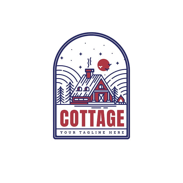 Platte ontwerp cottage logo-ontwerp