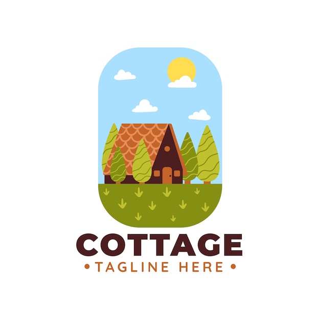 Gratis vector platte ontwerp cottage logo-ontwerp