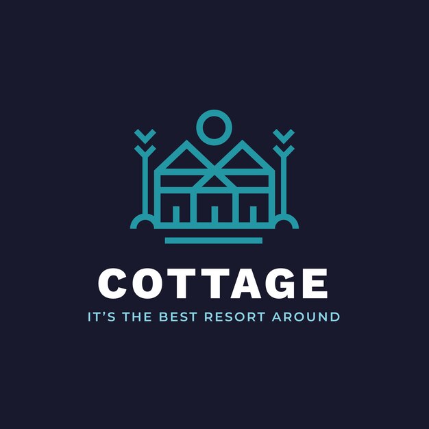 Platte ontwerp cottage logo sjabloon