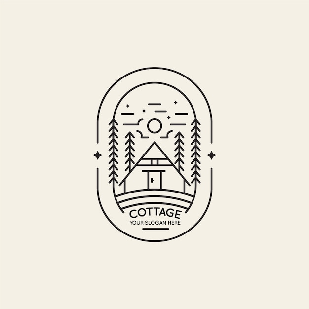 Platte ontwerp cottage logo sjabloon