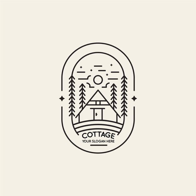 Platte ontwerp cottage logo sjabloon