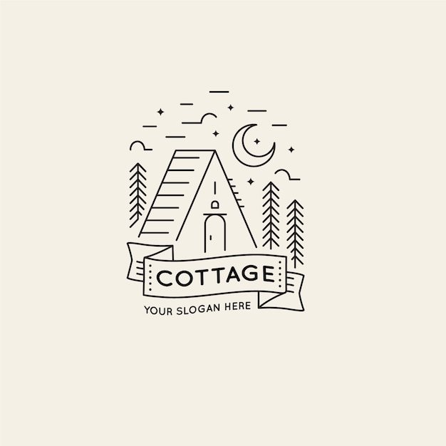 Gratis vector platte ontwerp cottage logo sjabloon