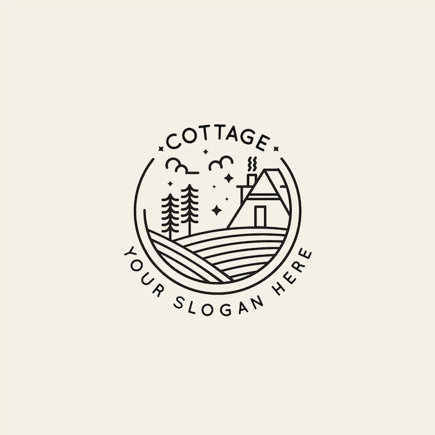 Platte ontwerp cottage logo sjabloon