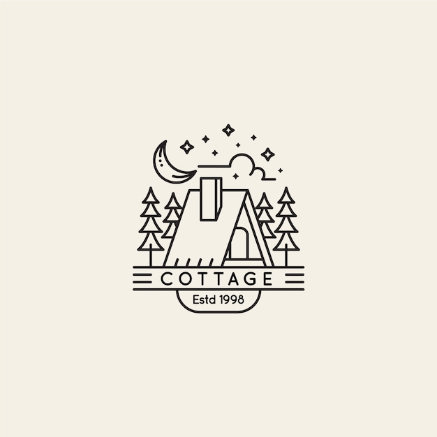 Platte ontwerp cottage logo sjabloon