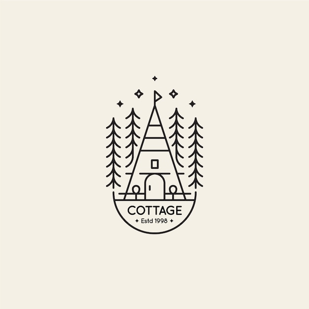 Platte ontwerp cottage logo sjabloon