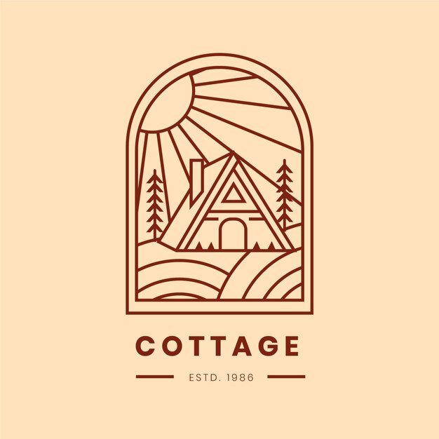 Platte ontwerp cottage logo sjabloon