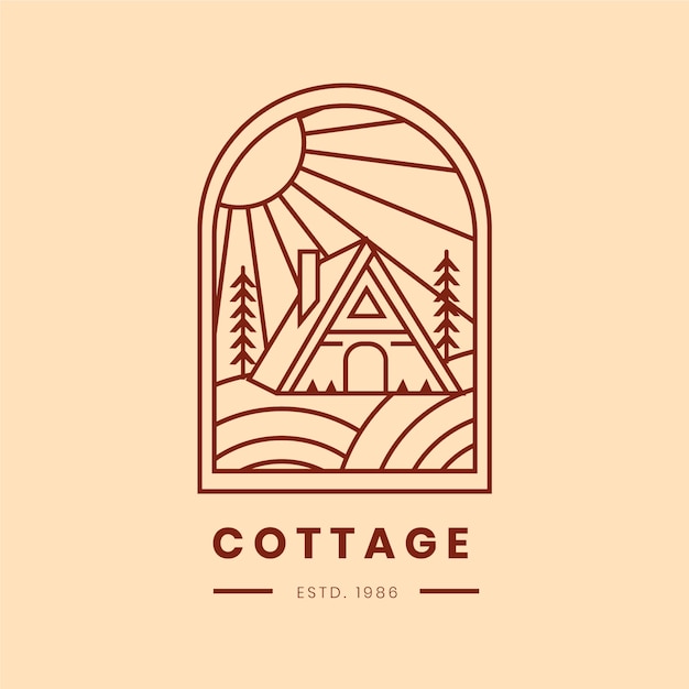 Platte ontwerp cottage logo sjabloon