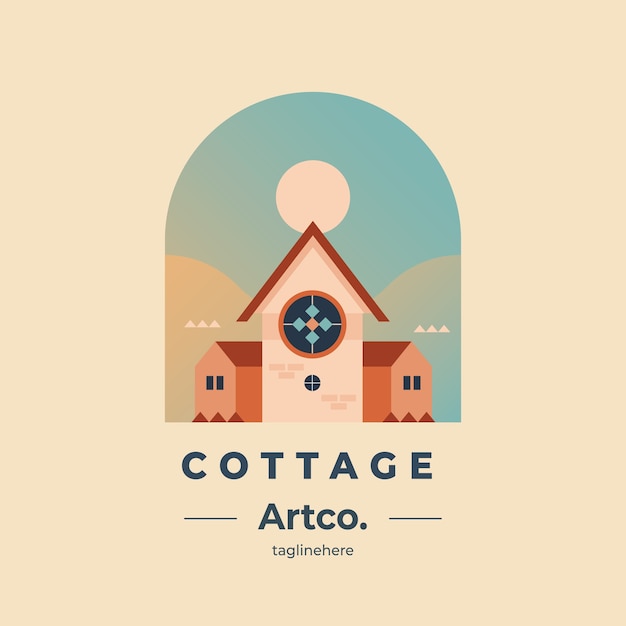 Gratis vector platte ontwerp cottage-logo