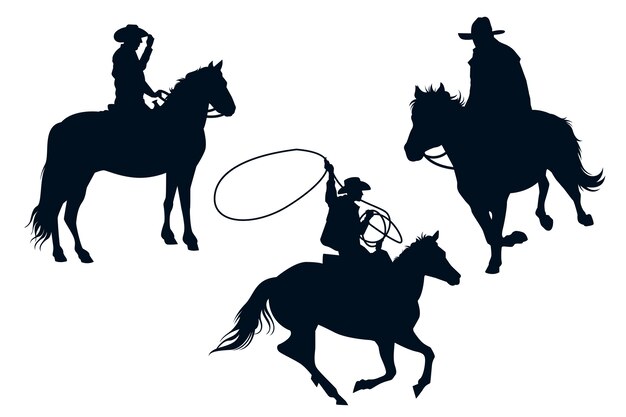 Platte ontwerp cowboy silhouet illustratie