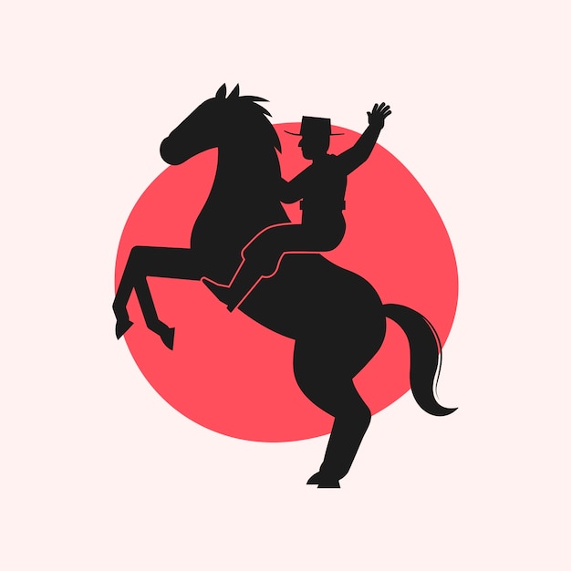 Platte ontwerp cowboy silhouet illustratie