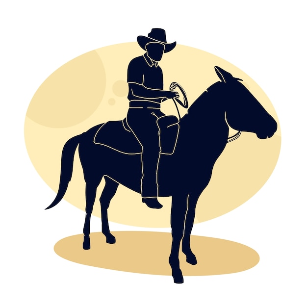 Platte ontwerp cowboy silhouet illustratie