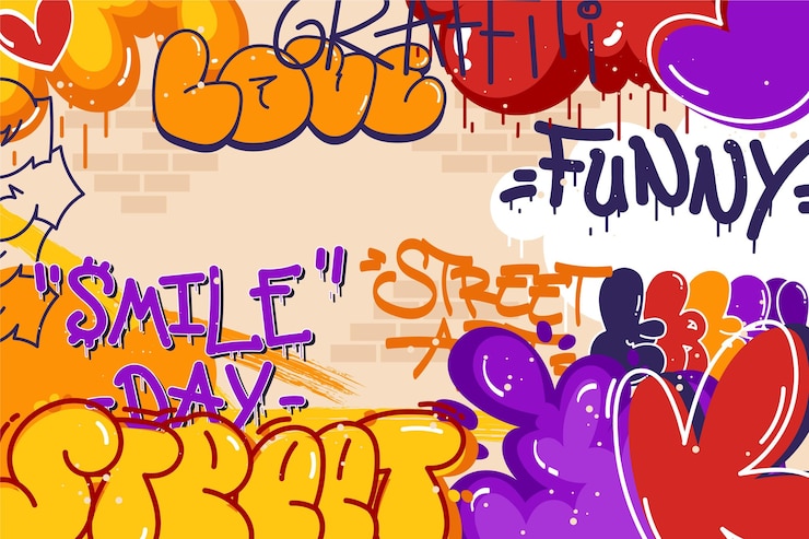 Gratis Vector platte ontwerp creatieve graffiti achtergrond