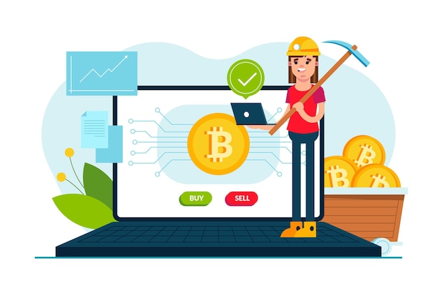 Gratis vector platte ontwerp cryptocurrency concept met bitcoin