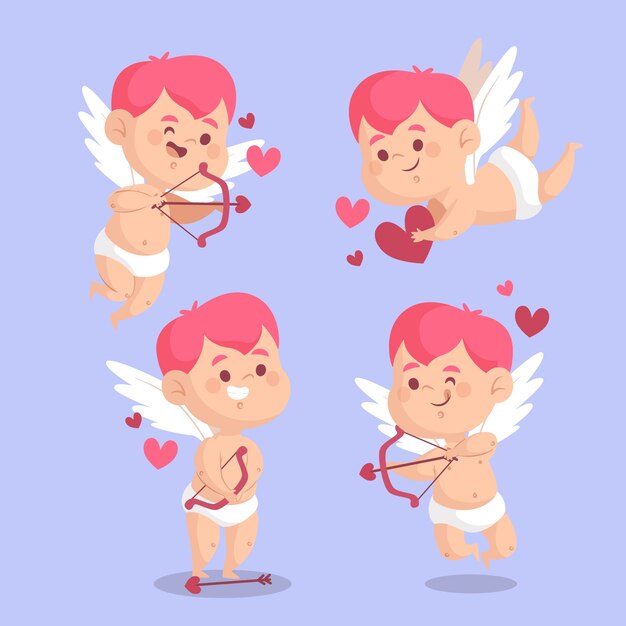 Platte ontwerp cupid tekensverzameling