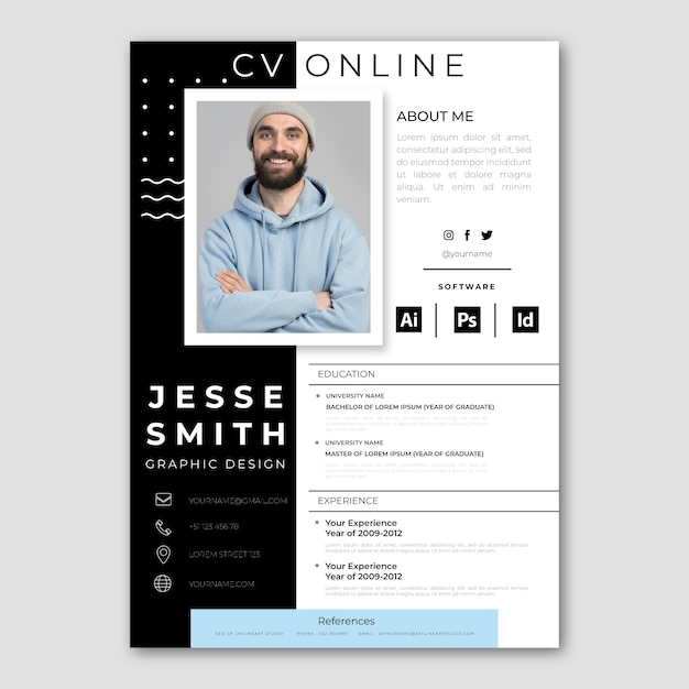 Gratis vector platte ontwerp cv-template