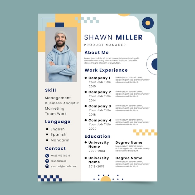 Platte ontwerp cv-template