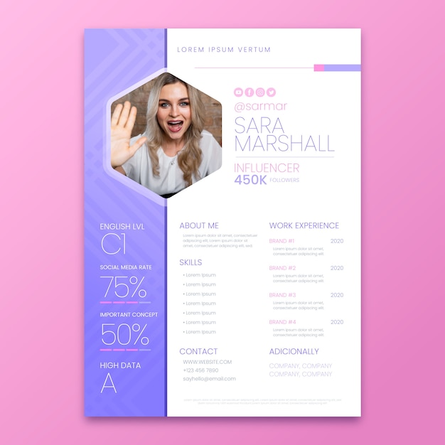 Gratis vector platte ontwerp cv-template