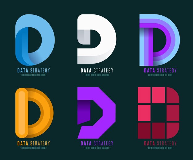 Platte ontwerp d logo sjabloonverzameling