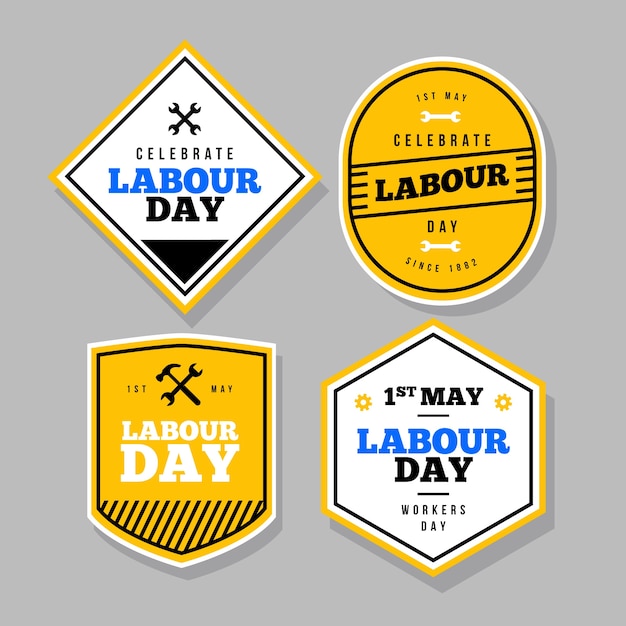 Platte ontwerp dag van de arbeid badge collectie