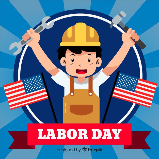 Platte ontwerp dag van de arbeid op usa achtergrond