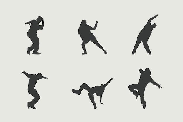 Platte ontwerp danser silhouet set