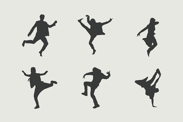 Platte ontwerp danser silhouet set