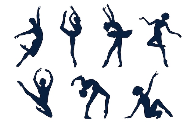 Platte ontwerp danser silhouet set