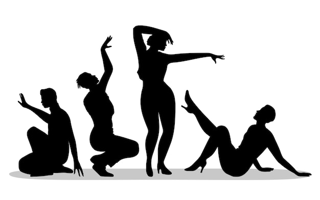 Platte ontwerp danser silhouet