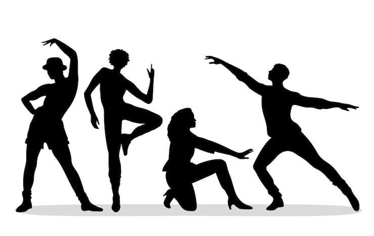 Gratis Vector platte ontwerp danser silhouet