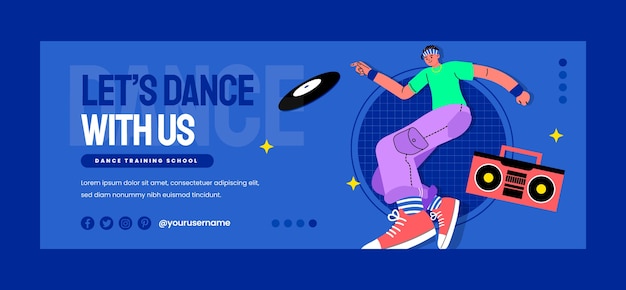 Platte ontwerp dansschool facebook cover