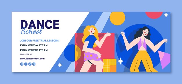 Platte ontwerp dansschool facebook cover