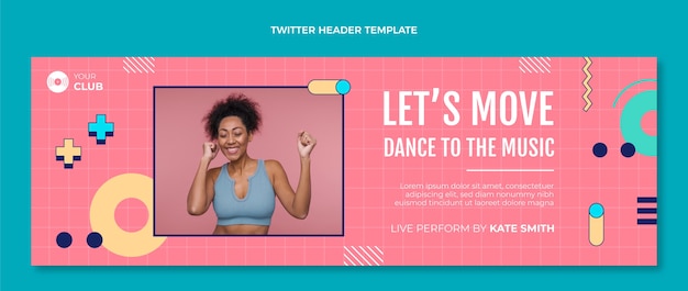 Gratis vector platte ontwerp dansshow twitter header