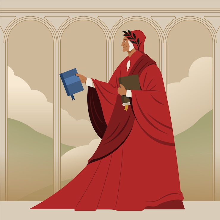 Gratis Vector platte ontwerp dante illustratie