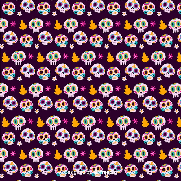 Platte ontwerp día de muertos patroon