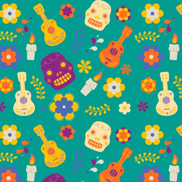 Platte ontwerp dia de muertos patroon