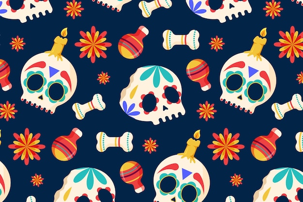 Platte ontwerp dia de muertos patroon