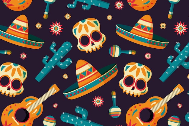 Gratis vector platte ontwerp dia de muertos patroon